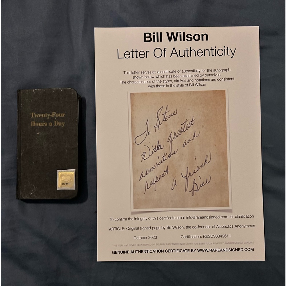 Pre first edition 24 hours a day inscribed by Bill Wilson with Authentication.